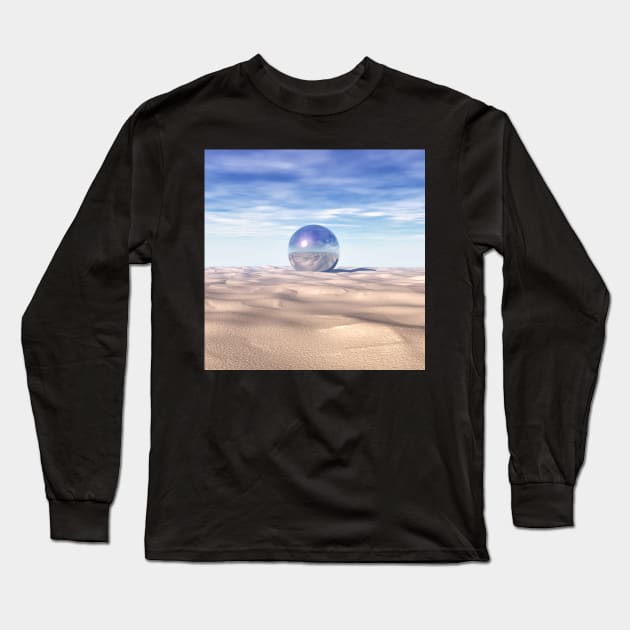 Mysterious Sphere in Desert Long Sleeve T-Shirt by perkinsdesigns